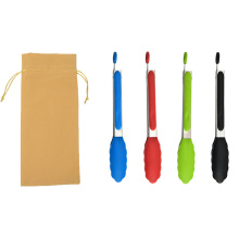 DEQI Eco-friendly Silicone Barbeque Tongs BBQ Bread Food Tongs Kitchen Utensil Cookware 7'' 9'' 12'' Stainless Tong